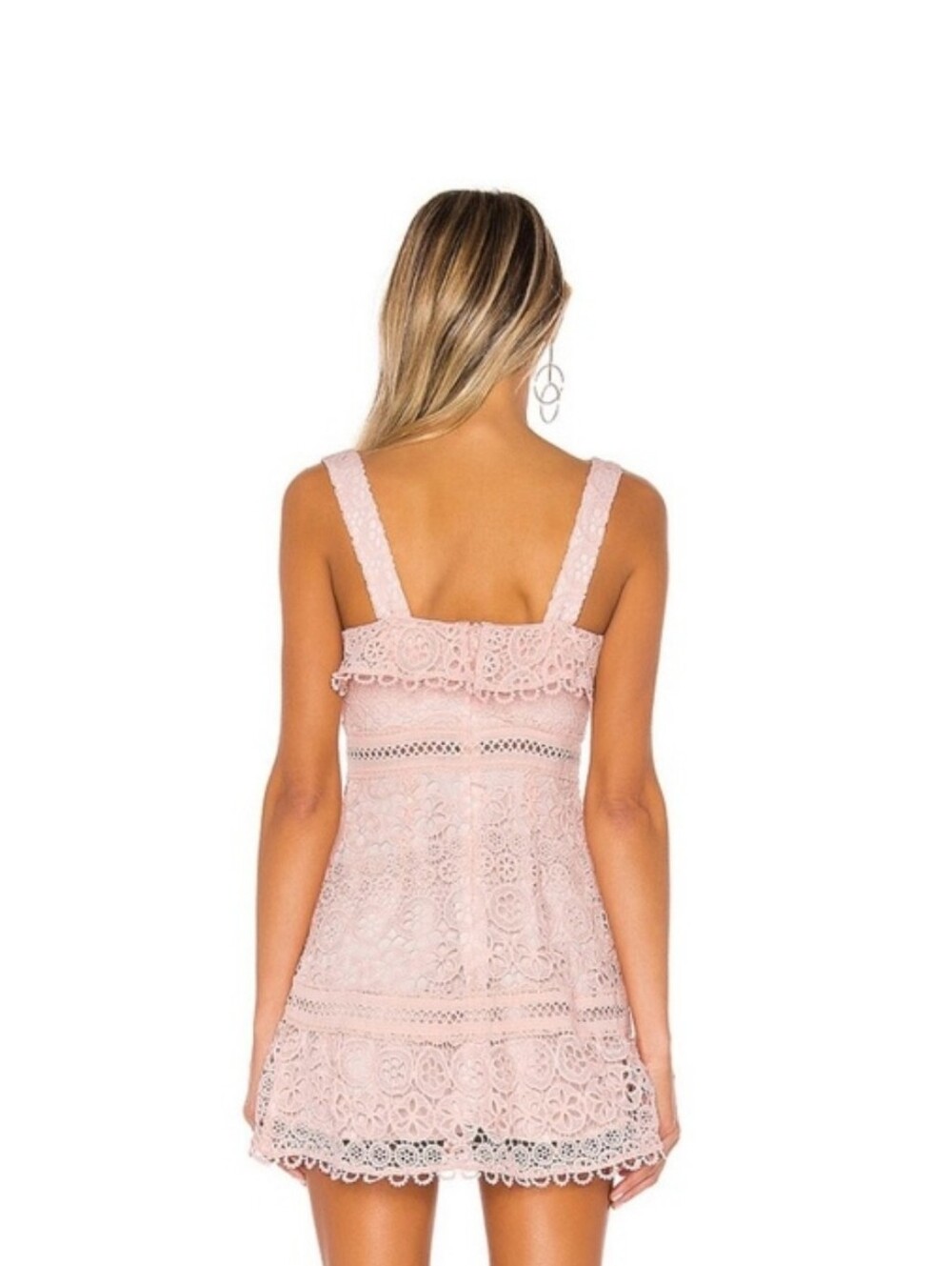 Lovers + Friends Happy Hour Mini Dress Pink Lace Size Small - Picture 2 of 6